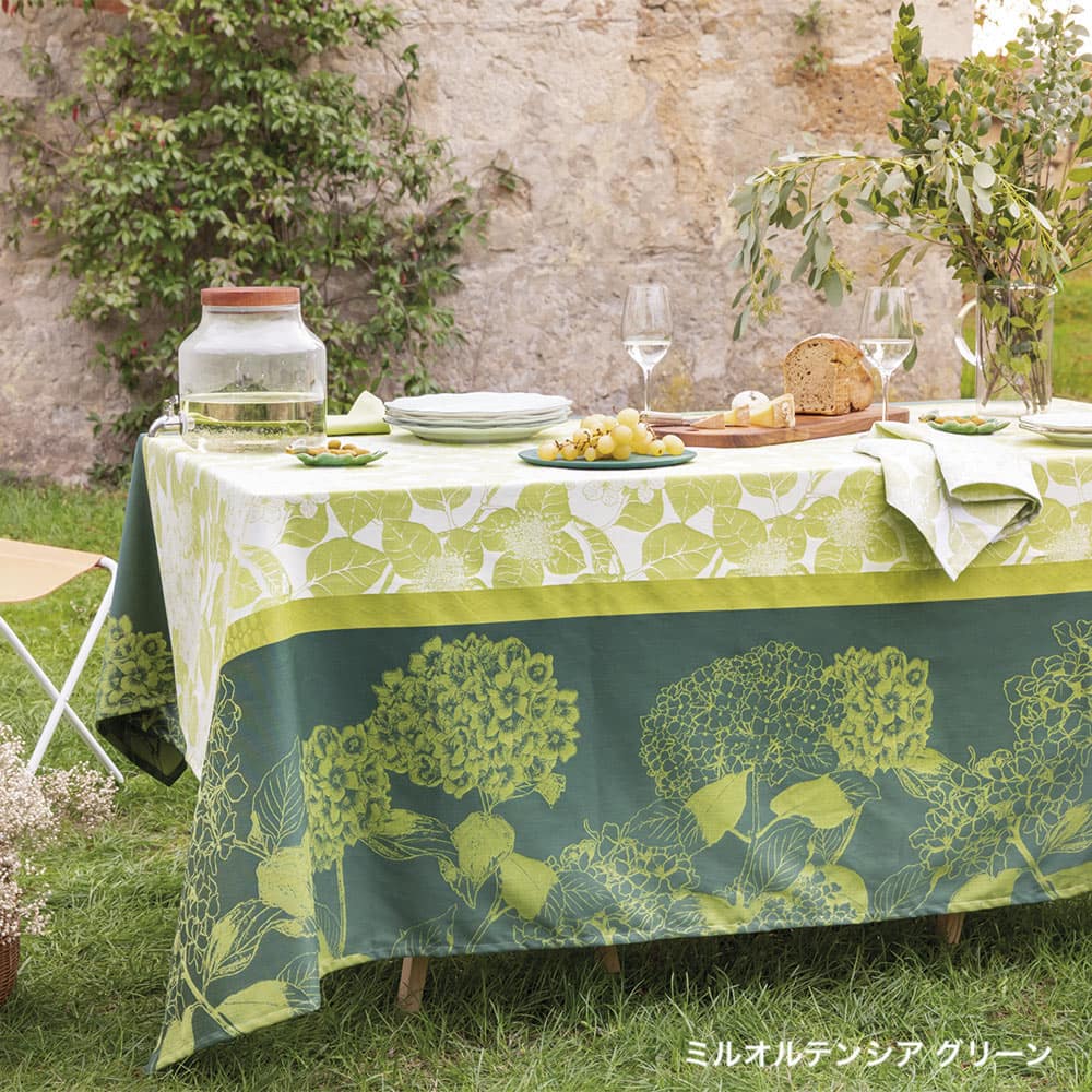 ガルニエ・ティエボー ミルオルテンシア グリーン テーブルクロス